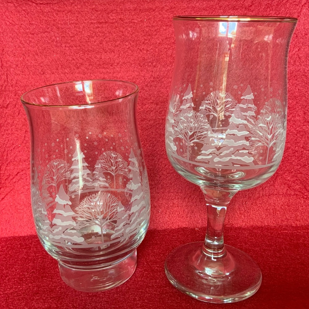 Vintage Arby’s Winter Collector Glasses Water Wine